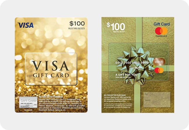 Visa and Mastercard gift cards side by side