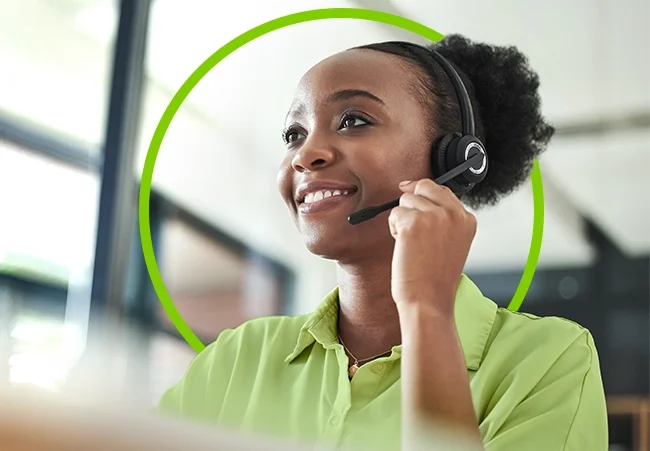 woman with a telemarketing headset